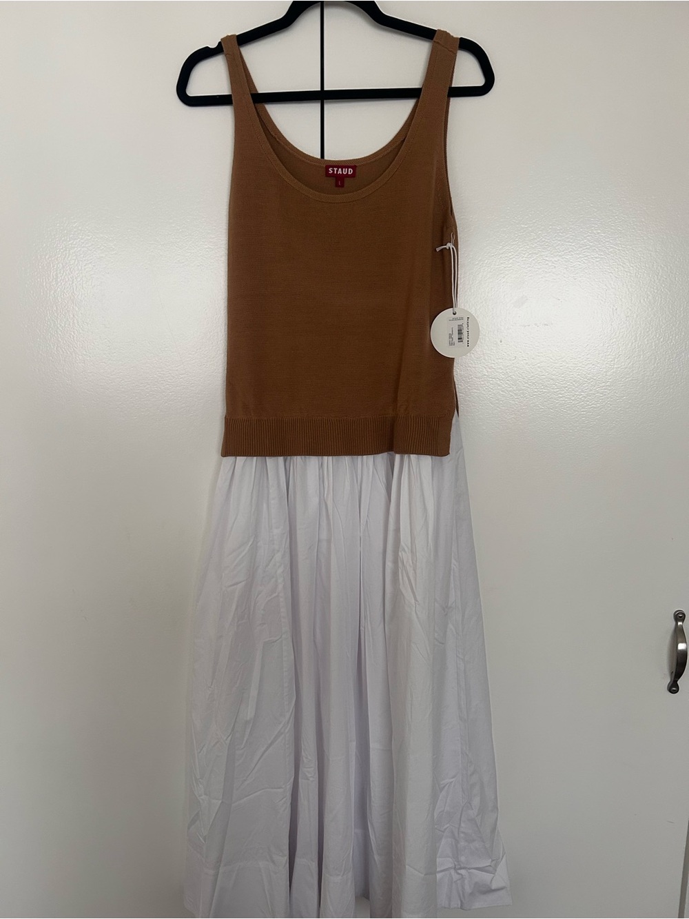 STAUD Tan Ribbed Tank Dress with White Tag